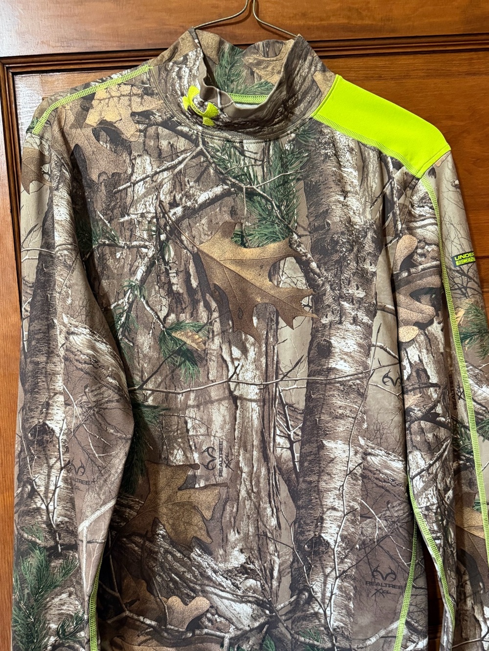 Under Armour Camo Compression Pullover with Neon Green Accents